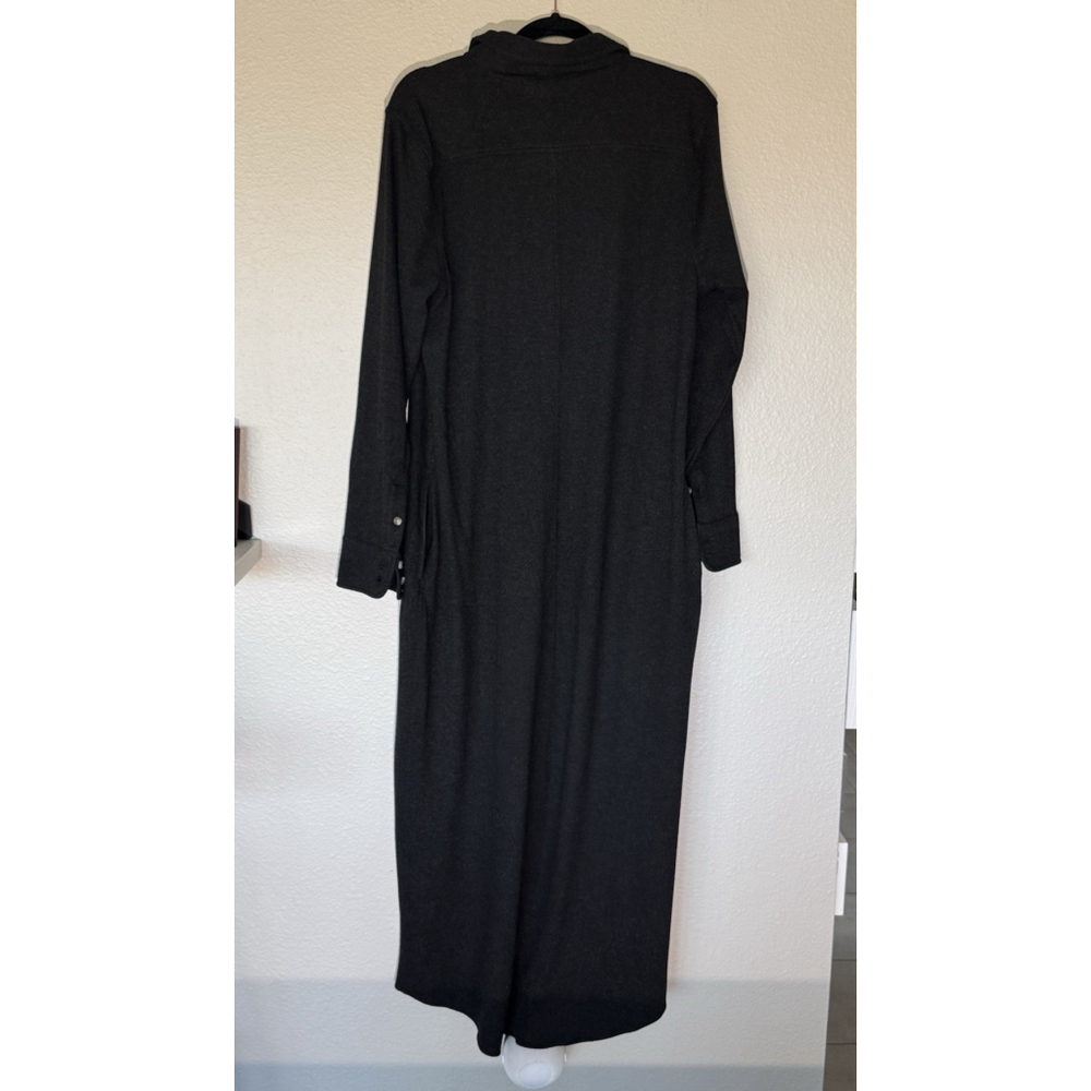Faherty Women’s XL Long Button Front Shirt Dress Dark Grey Soft Knit - Picture 5 of 11